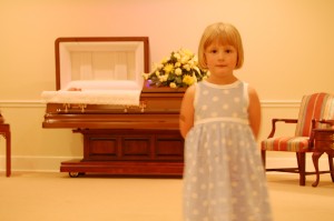 Matilda at Pop's funeral. By Mark Thomas.