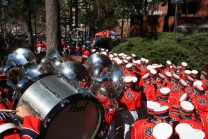 It is not very often that you have a marching band to lead you in. The sun glinting off Tubas and drums was kinda magical.
