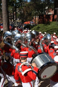 We waited behind them as they warmed up, then slowly followed them out of the tunnel as they played.