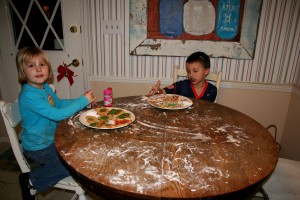 Not as much fun to clean up. That is a ton of flour. It gets in the cracks of the table and turns hard and grody.