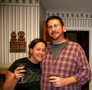 Todd and Me, about to relax After the dishes were clean and dinner done and kids in bed, we finally go to relax.