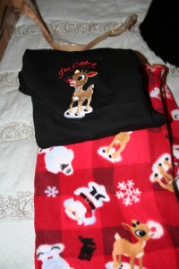 Rudy From my mom, who evidently still thinks i am six. Yes, i am a 37 year old with Rudolph the Red-Nosed Reindeer pjs. Note the Abominable Snowman.