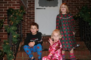 Kids waiting not so patiently for Ned to fire up the big fireworks.