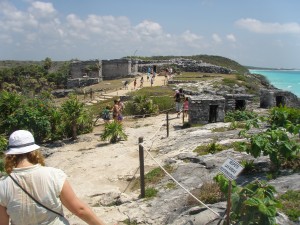 Here is me traipsing over rocks at Tulum. Seconds later a lady busted ass on the same rocks. I did not laugh.