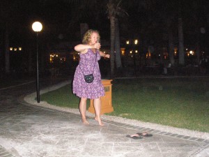 . . . So that we could do our best MJ impersonations on the sidewalk outside. I am doing the moonwalk. Yep. 