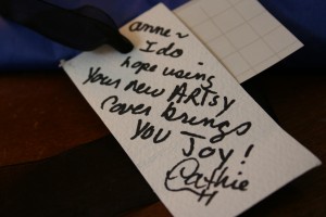 And the wonderful lady, Cathie, who made it, sent this sweet note, too!